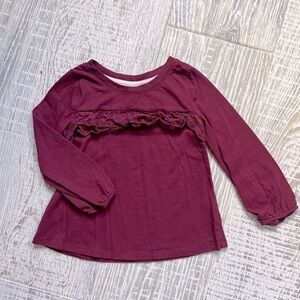 Cat & JACK Burgundy Lace Ruffle Long Sleeve Tee 2T girls